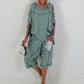 Kurze Leinen Baggy mit Überwurf und Paillettendetails - khaki