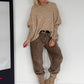 Zachte slipover met opgestikte zak - beige