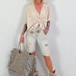 Boho blouse with elaborate crochet inserts - beige