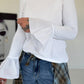 Shirt mit Trompetenärmelchen - weiss