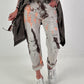 Jeans mit Batikmuster - grau-neonorange-dunkelbraun