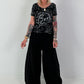 T-Shirt mit transparenten Pailletten - schwarz