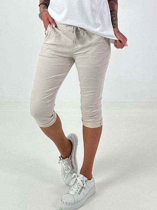 Capri Hose mit Bindeband - beige