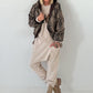 2 in 1 Jacke mit Leo-Print - schoko
