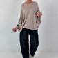 Oversized Pullover mit raffinierten Details - taupe