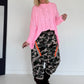 Pullover mit Stulpenärmeln und Zopfmuster - rosa