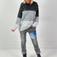 Long pullover model "Block Spark" - grey-multicoloured
