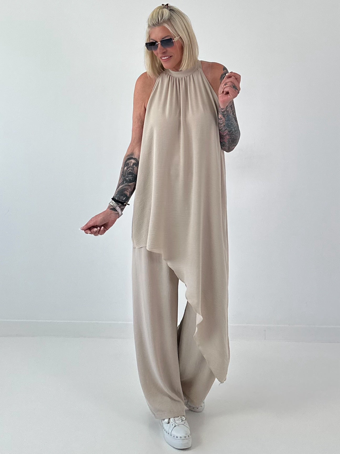 Leichter Zweiteiler asymmetrisch - beige
