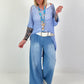 Oversized Häkelpulli - hellblau