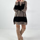Long pullover/dress model "Velvet Flow" - black-taupe