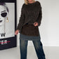 Kuschliger Pullover mit Fransen - mokka