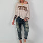 Strick Shirt mit Leo-Print - beige