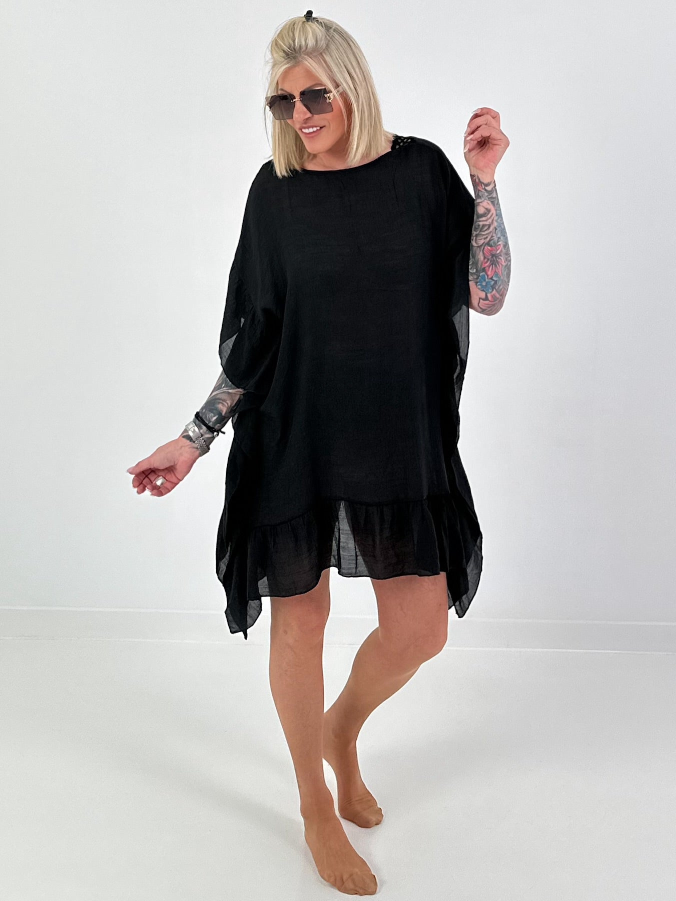 Ibiza Tunic with Crochet Insert - Black