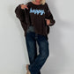 Sweatshirt with happy print - chocolate