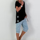 T-Shirt with side eyelets - black