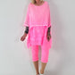 Tunika im Layer-Look - neonpink
