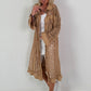 Jeansmantel mit floralem Netzeinsatz - camel ( lieferbar ab 26.05.26)