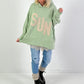 Oversized hoodie model "SUN" - sage