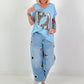 T-shirt with leopard shoe print - light blue