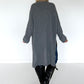 Long Strickpullover - grau