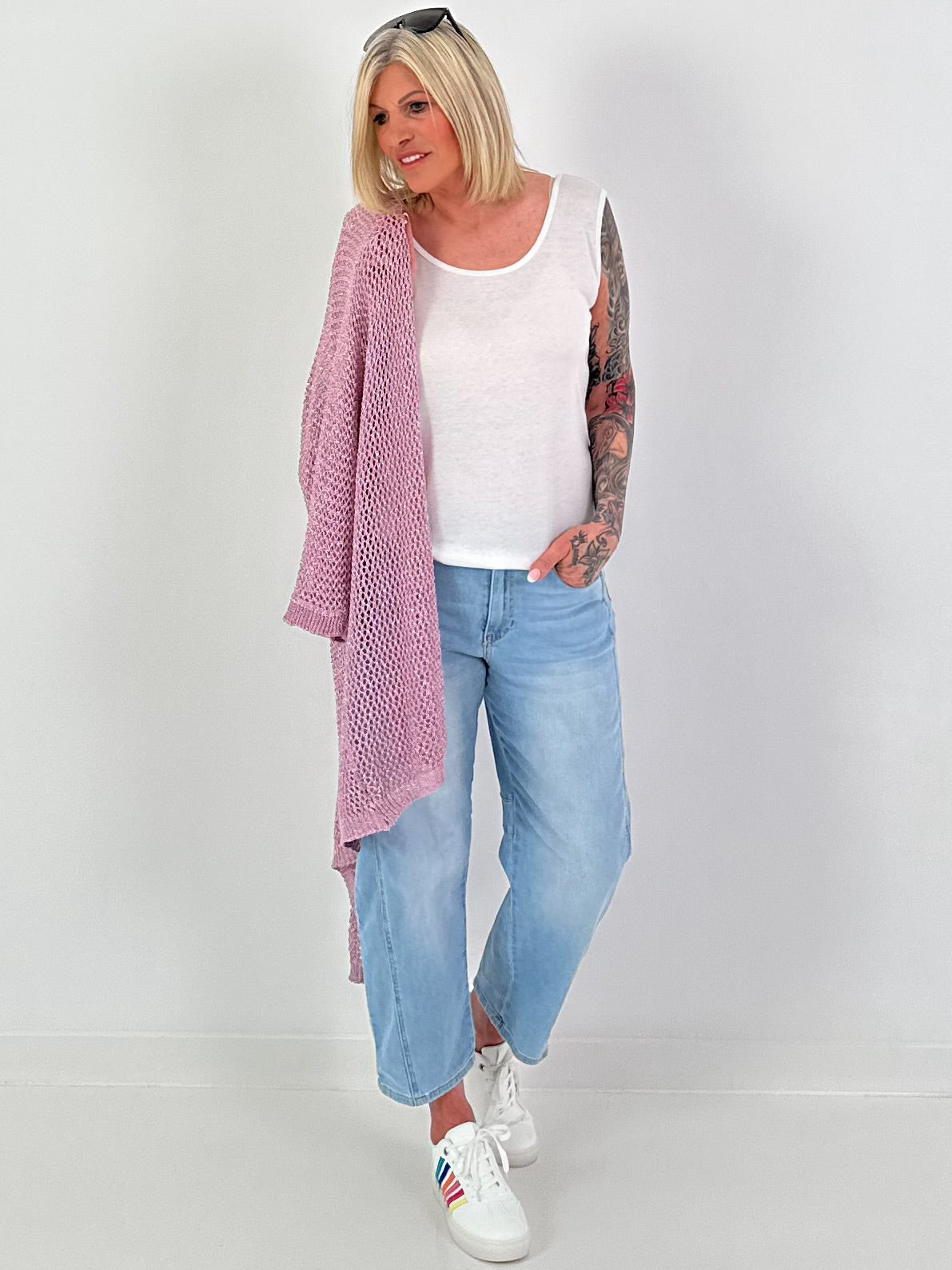 Häkeljacke mit Lurex - rosa