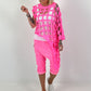 Shirt mit All-Over Cut-Outs und Ösen - neonpink