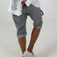 Baggy Shorts with Drawstring Detail - Grey