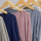 Shirt with frayed V-neck "Lilli" - 8 colors