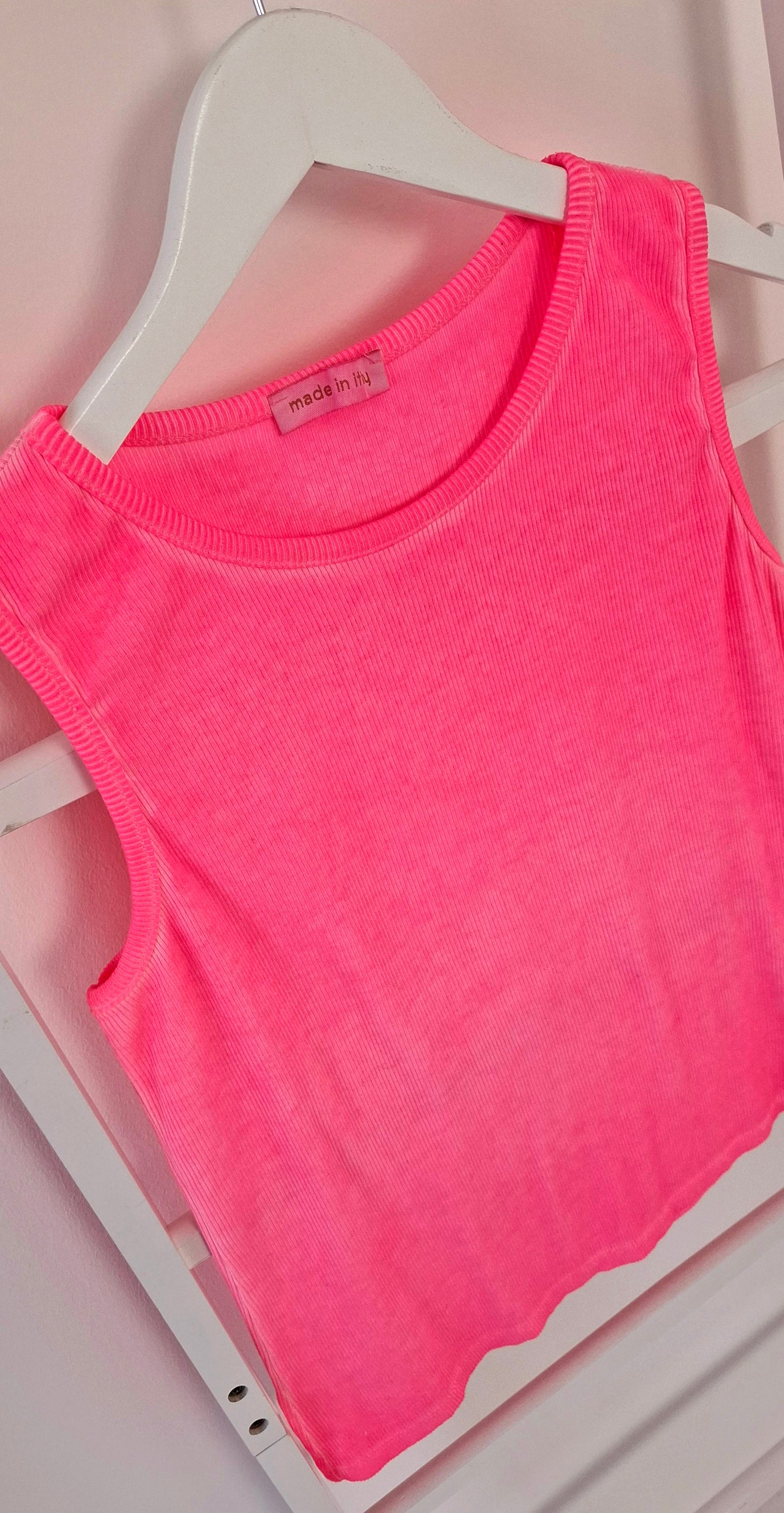 Rib tank top model "Celina" - neon pink