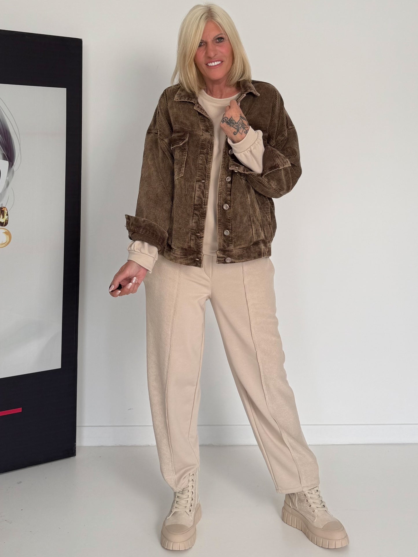 Oversized Cordjacke - coffee