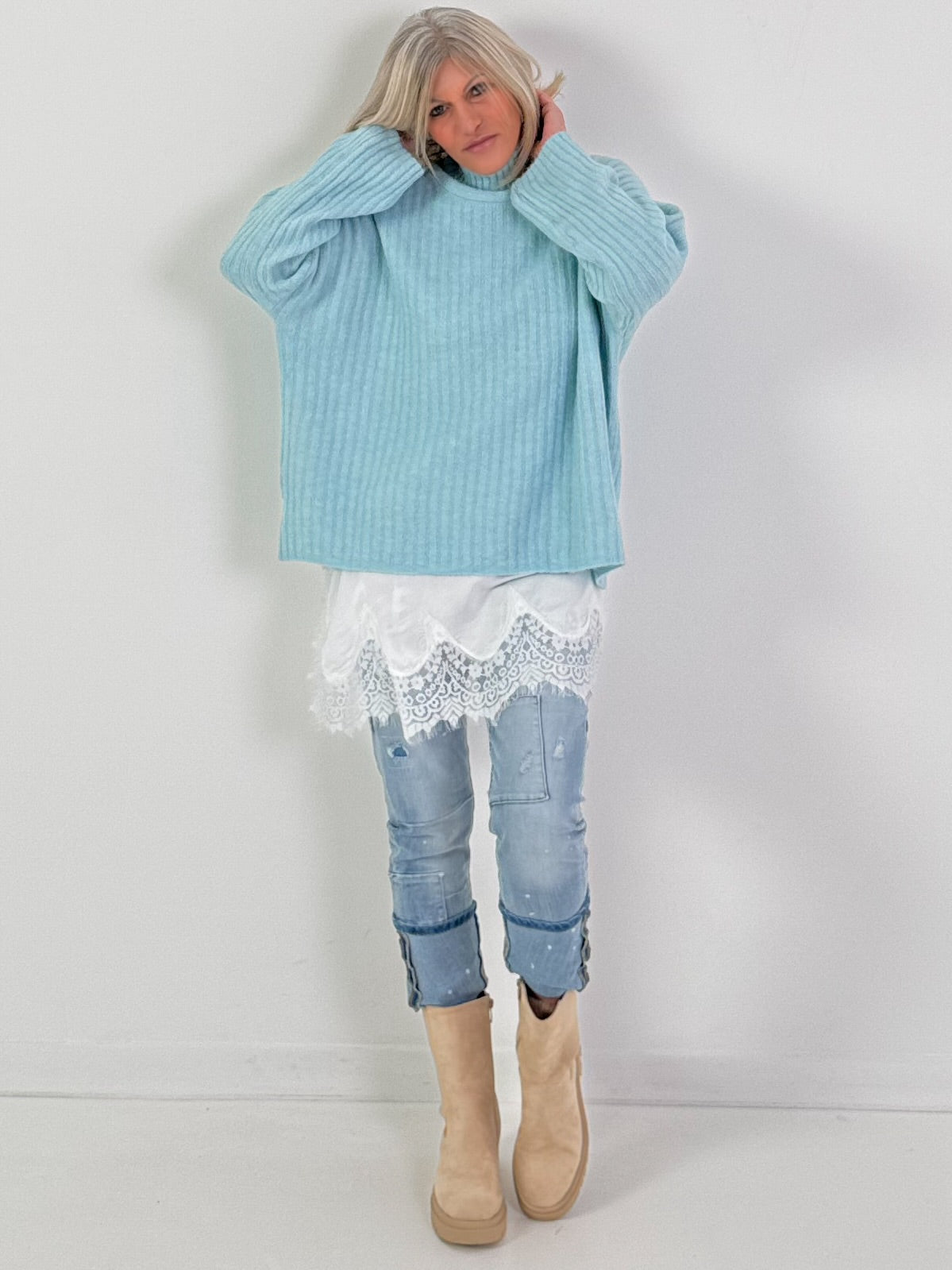Pullover Modell "Feather Touch" - hellblau