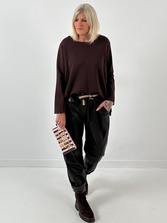 Oversized Basic Shirt Modell "Noa" - schoko