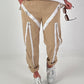 Trousers with zipper details - camel