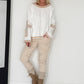 Oversized Sweater mit Strasskreuz - ecru-beige