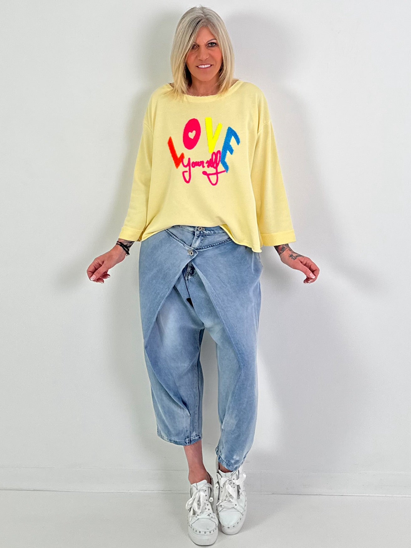 Sweater model "Love yourself" - yellow