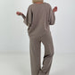 Zweiteiler mit asymmetrischem Shirt - taupe