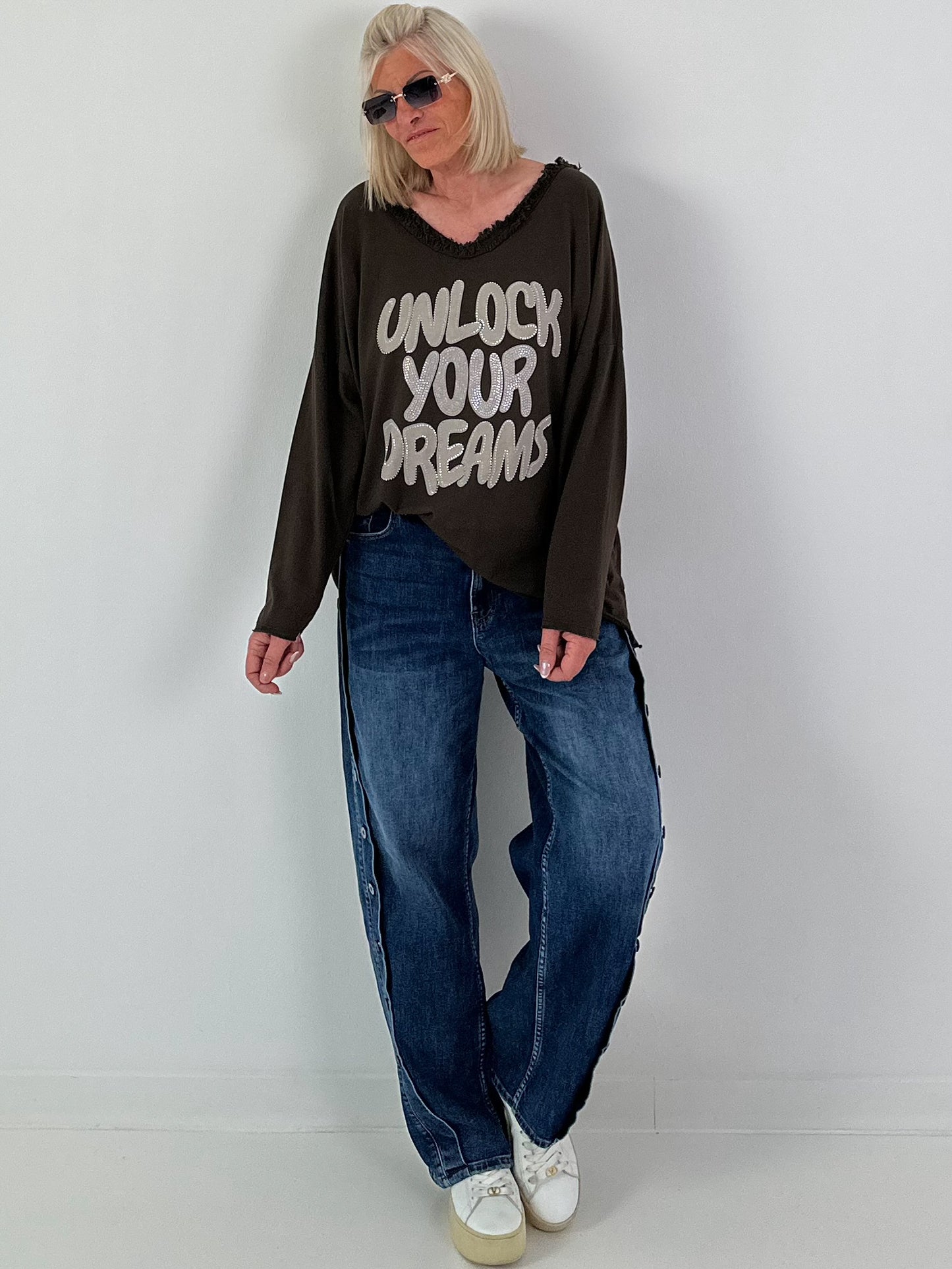 Oversized Shirt Unlock Your Dreams - mocha