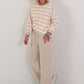 Zweiteiler mit Streifen - beige-weiss