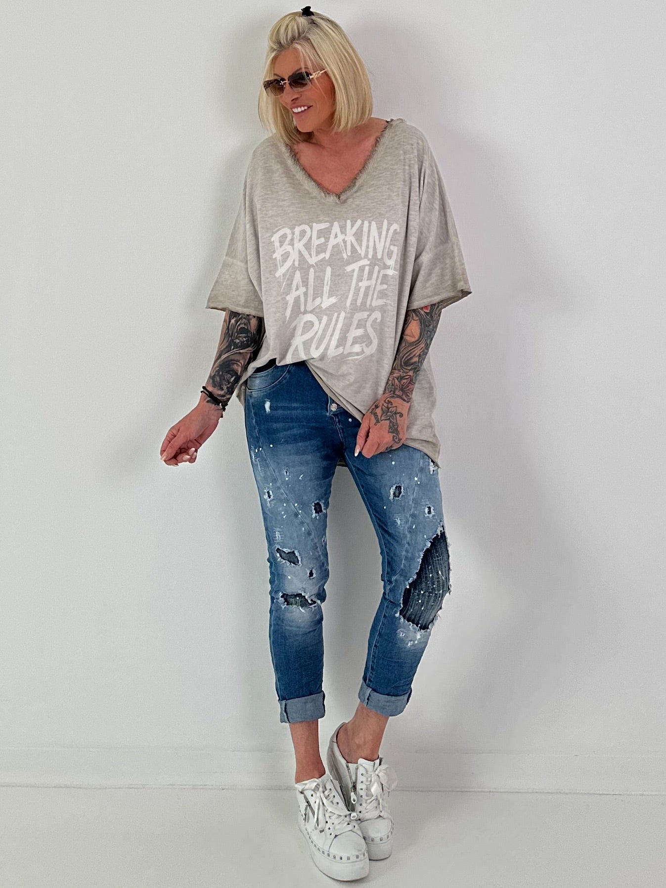 Oversized Shirt Breaking Rules - beige
