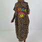 Blouse dress with leopard print - camel