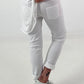 Hose mit Nieten und Paillettendetails - weiss