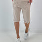 Sweat Short mit Häkelstern und  Nieten - beige