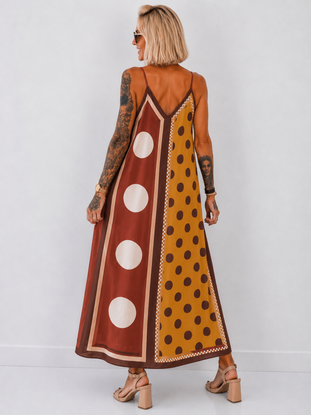 Luftiges Sommerkleid mit Print - mokka - mehrfarbig