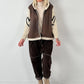Lamb nappa imitation jacket with knitted sleeves model "Jana" - mocha