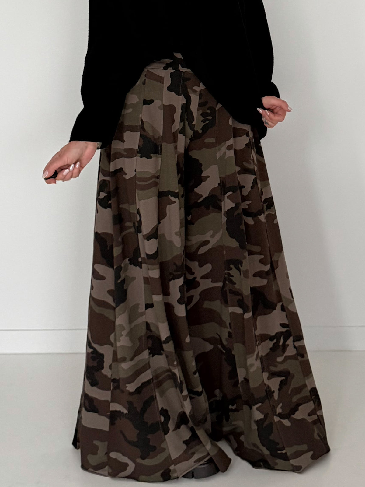 Palazzo-Sweathose in Camouflage-Look - taupe-mehrfarbig