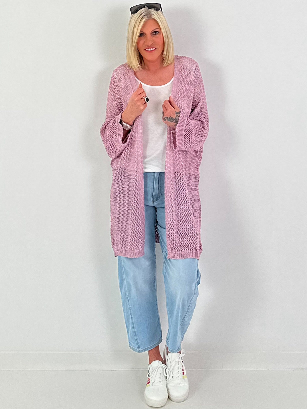 Häkeljacke mit Lurex - rosa