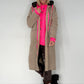 Mantel in Teddy-Curl-Optik und Neon-Akzenten - taupe