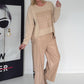 Sweater with faux leather details - beige