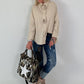 Bluse mit 3D-Blüten - beige