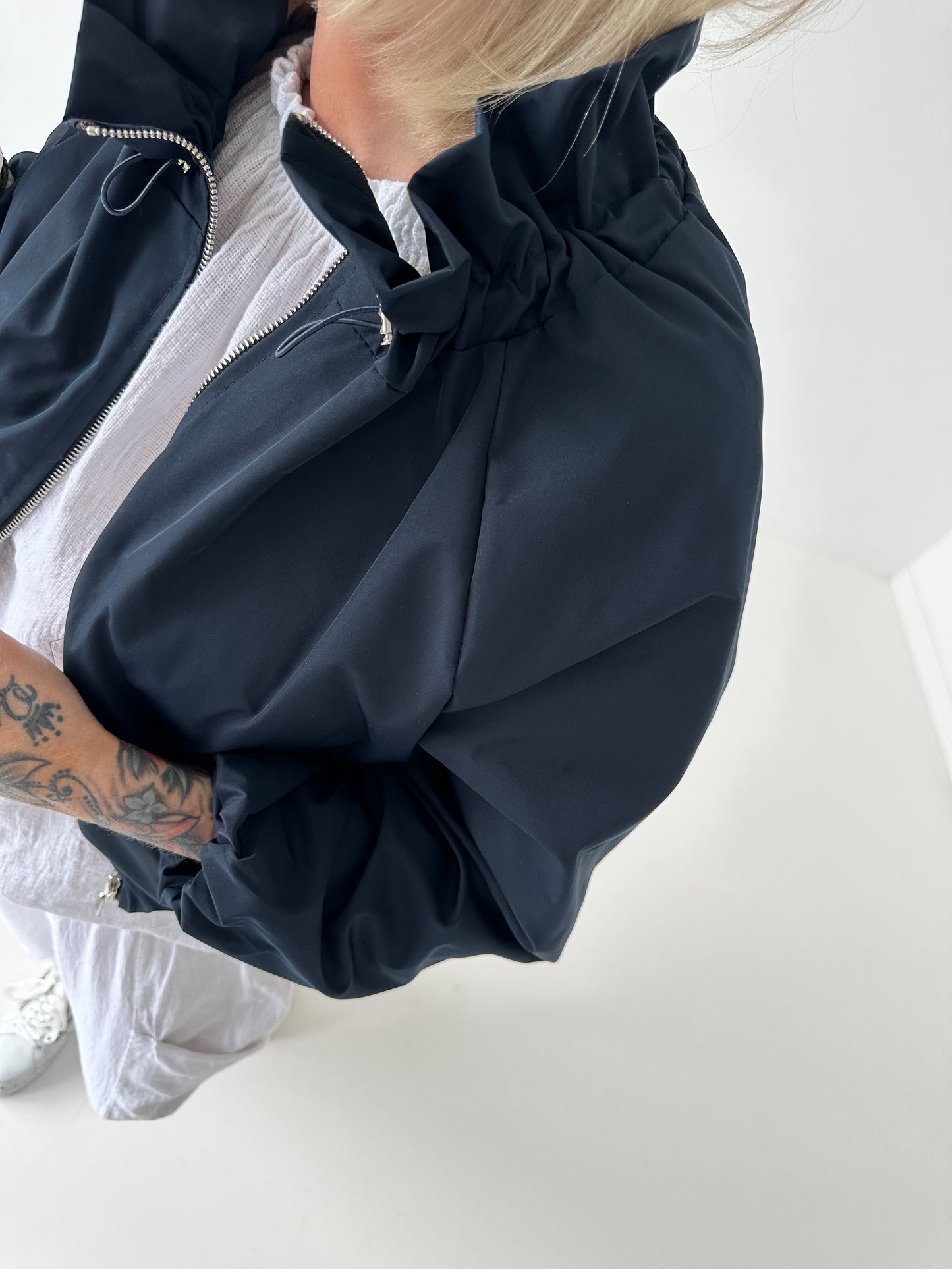 Ballon Jacke mit raffiniertem Kragen - dunkelblau